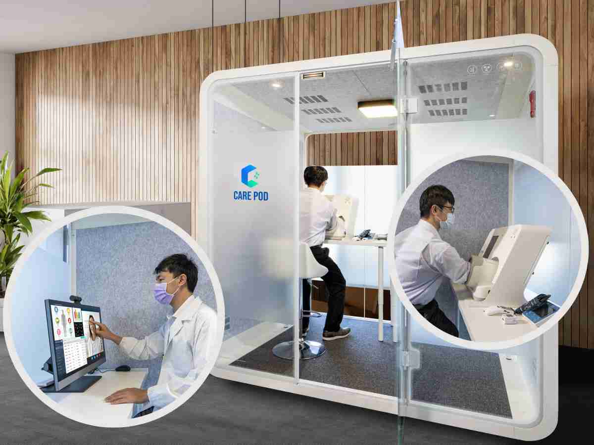 达擎于医疗科技展中展出＂远距诊疗舱＂，，以因应医疗数字化及社会高龄化趋势下、、、复诊及慢性病患等族群对于远距看诊需求逐渐升高所推出的创新整合方案。。。。多功能合一、、、高隐私性的远距诊疗舱可根据病患端与医师端的不同需求，，提供弹性化及客制化功能，，，节省医生和病患的精力及时间